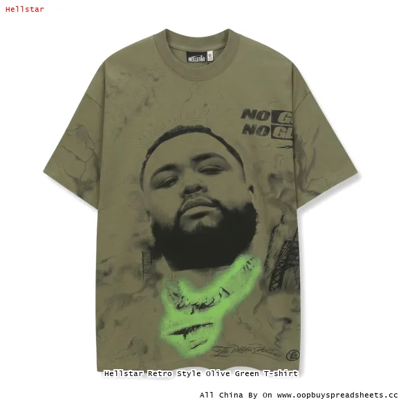 Hellstar Retro Style Olive Green T-shirt
