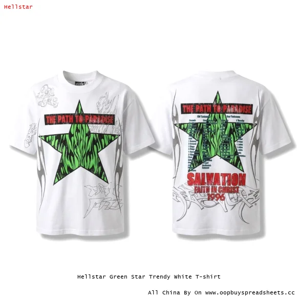 Hellstar Green Star Trendy White T-shirt