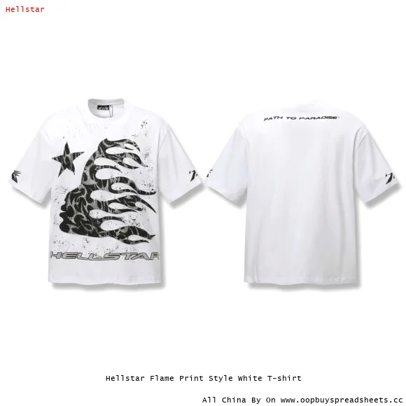 Hellstar Flame Print Style White T-shirt