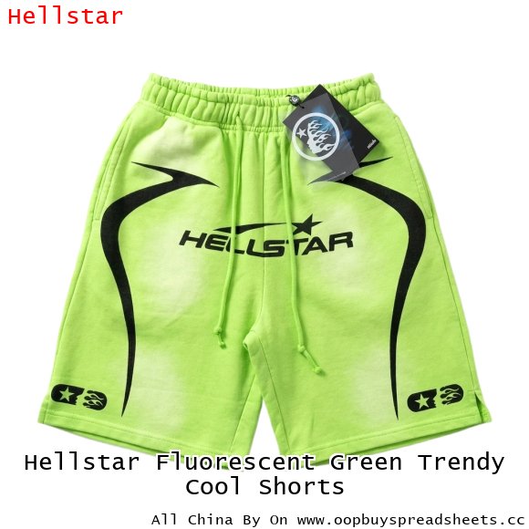 Hellstar Fluorescent Green Trendy Cool Shorts