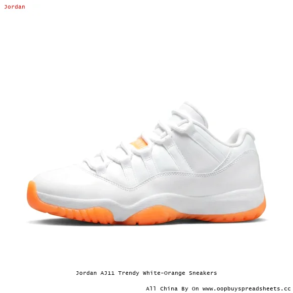 Jordan AJ11 Trendy White-Orange Sneakers