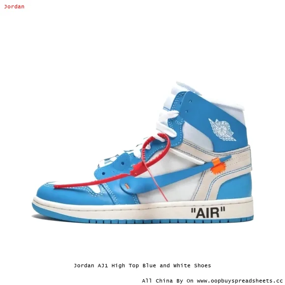 Jordan AJ1 High Top Blue and White Shoes