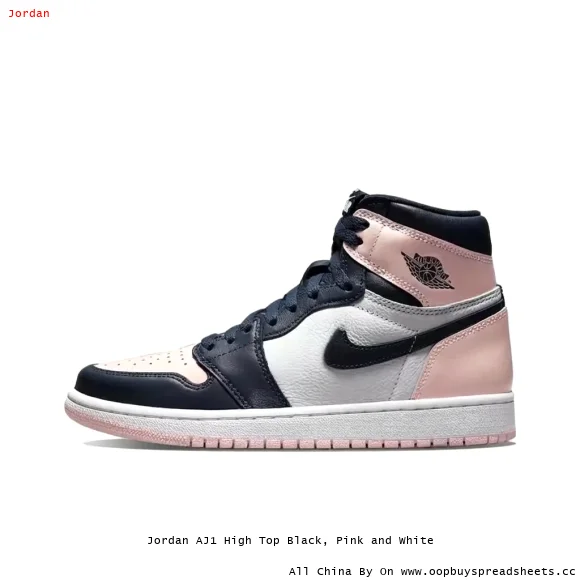 Jordan AJ1 High Top Black, Pink and White