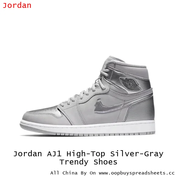 Jordan AJ1 High-Top Silver-Gray Trendy Shoes