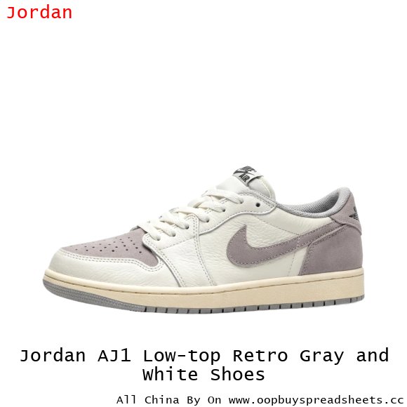 Jordan AJ1 Low-top Retro Gray and White Shoes