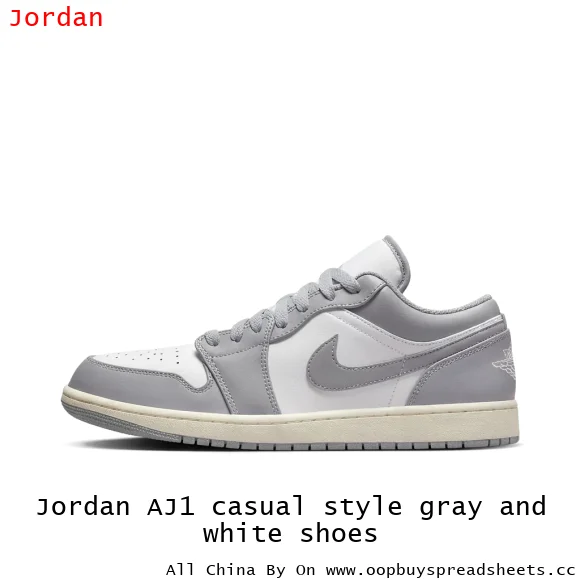 Jordan AJ1 casual style gray and white shoes