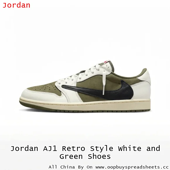Jordan AJ1 Retro Style White and Green Shoes