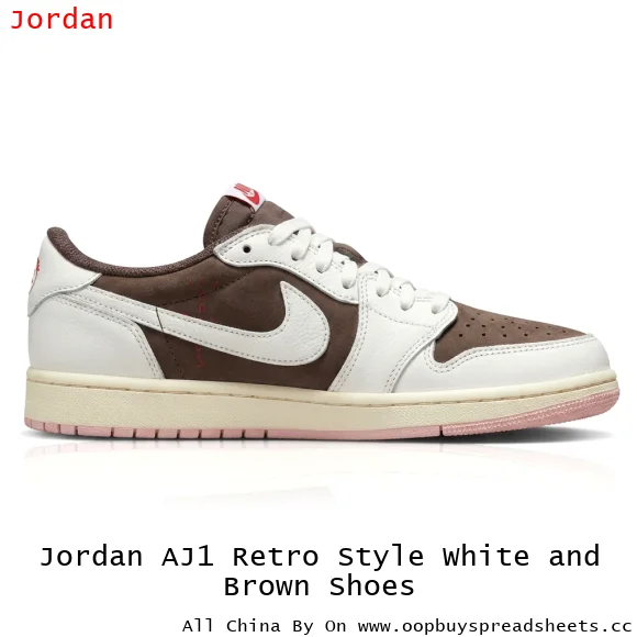 Jordan AJ1 Retro Style White and Brown Shoes