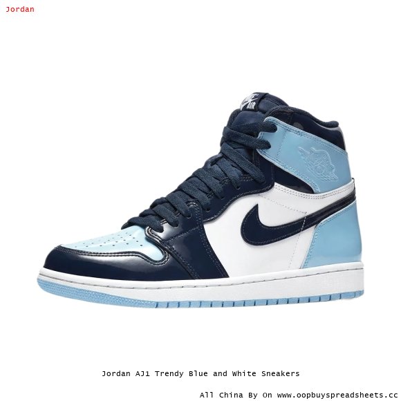 Jordan AJ1 Trendy Blue and White Sneakers