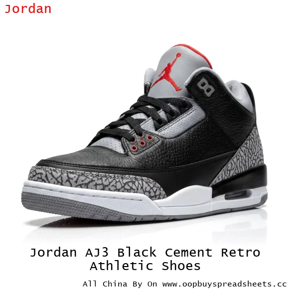 Jordan AJ3 Black Cement Retro Athletic Shoes