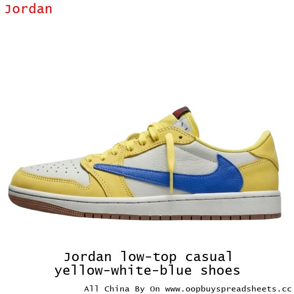 Jordan low-top casual yellow-white-blue shoes