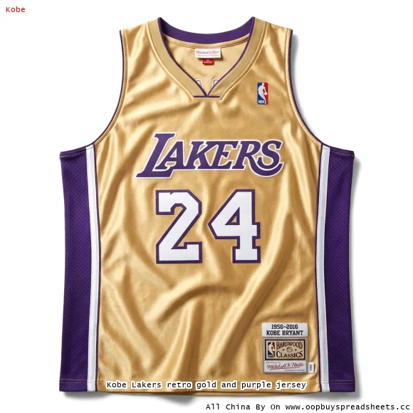 Kobe Lakers retro gold and purple jersey