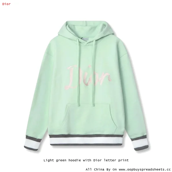 Light green hoodie with Dior letter print
