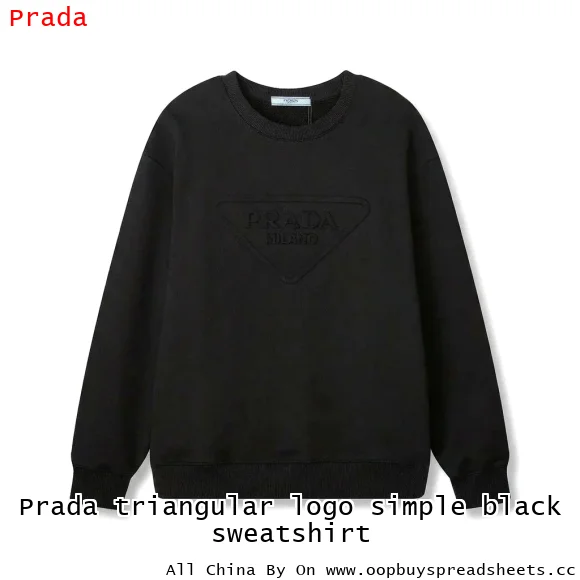 Prada triangular logo simple black sweatshirt
