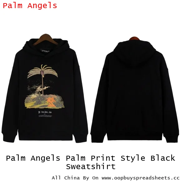 Palm Angels Palm Print Style Black Sweatshirt