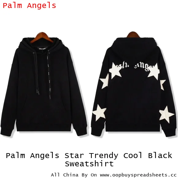 Palm Angels Star Trendy Cool Black Sweatshirt