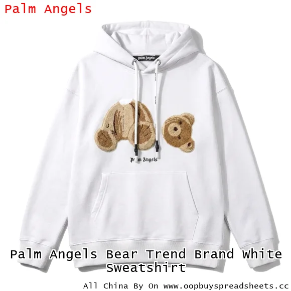 Palm Angels Bear Trend Brand White Sweatshirt