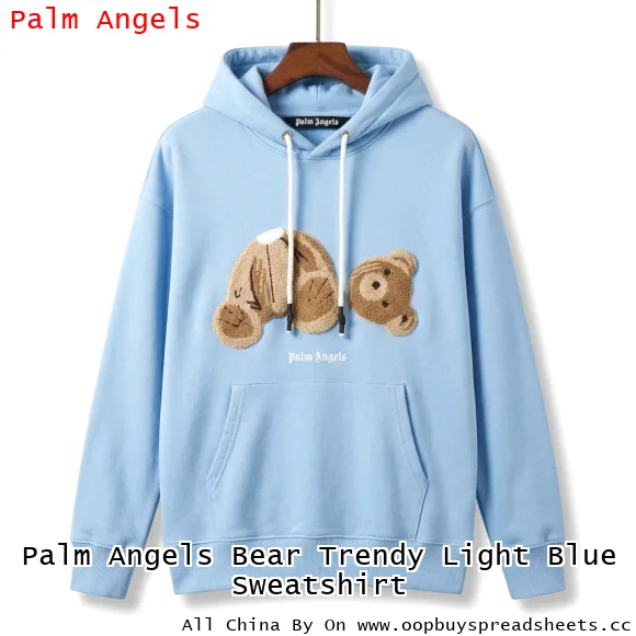 Palm Angels Bear Trendy Light Blue Sweatshirt