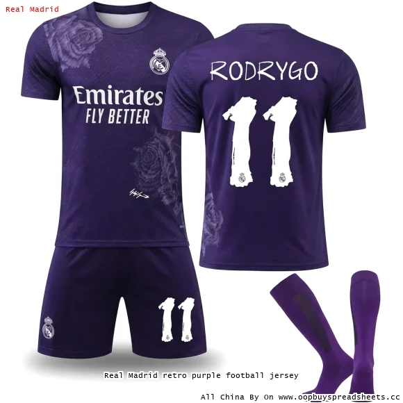 Real Madrid retro purple football jersey