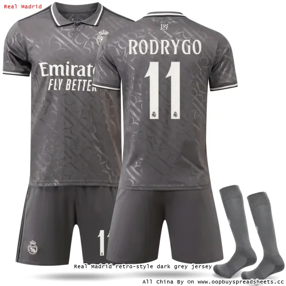 Real Madrid retro-style dark grey jersey