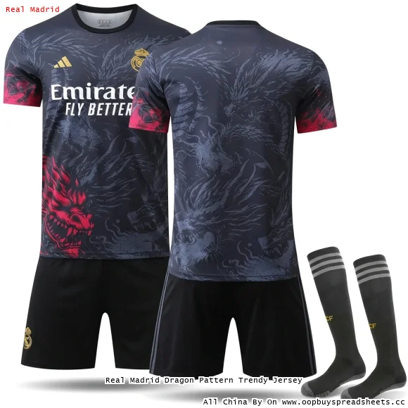 Real Madrid Dragon Pattern Trendy Jersey