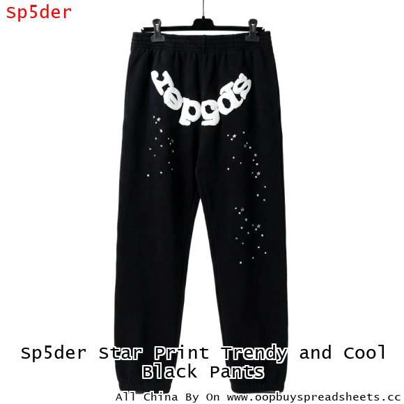 Sp5der Star Print Trendy and Cool Black Pants
