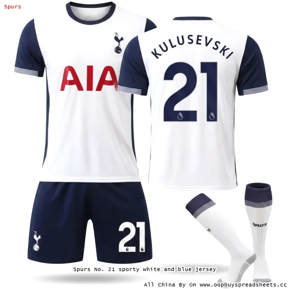 Spurs No. 21 sporty white and blue jersey