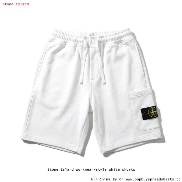 Stone Island workwear-style white shorts