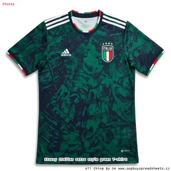 Stussy Italian retro style green T-shirt