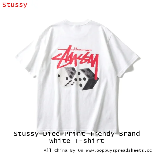 Stussy Dice Print Trendy Brand White T-shirt