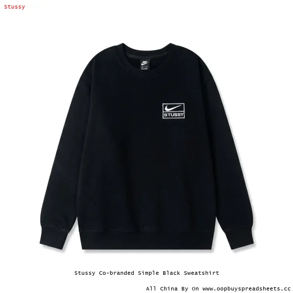 Stussy Co-branded Simple Black Sweatshirt