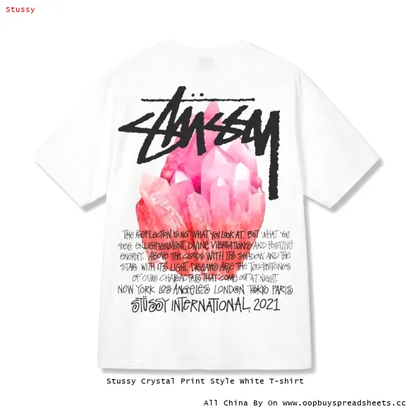 Stussy Crystal Print Style White T-shirt