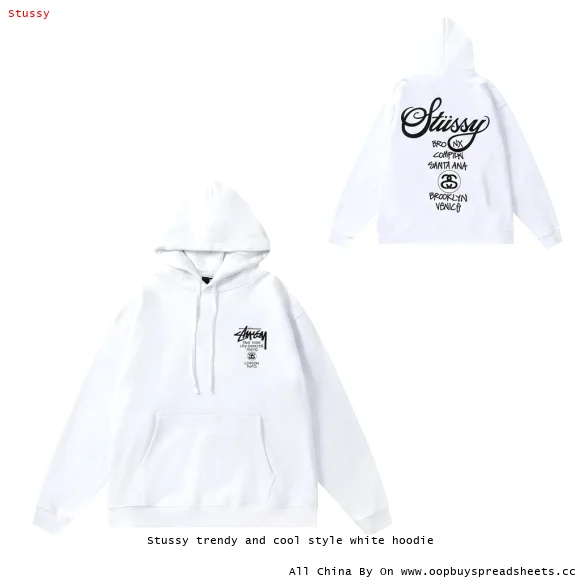 Stussy trendy and cool style white hoodie