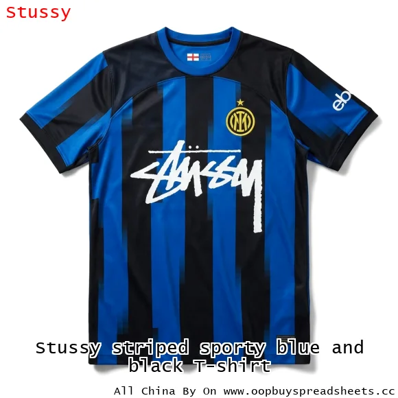 Stussy striped sporty blue and black T-shirt
