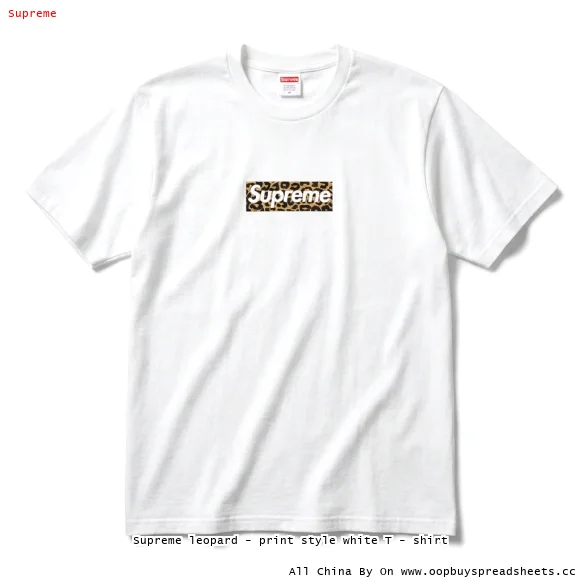 Supreme leopard - print style white T - shirt