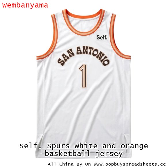 Self. Spurs white and orange basketball jersey