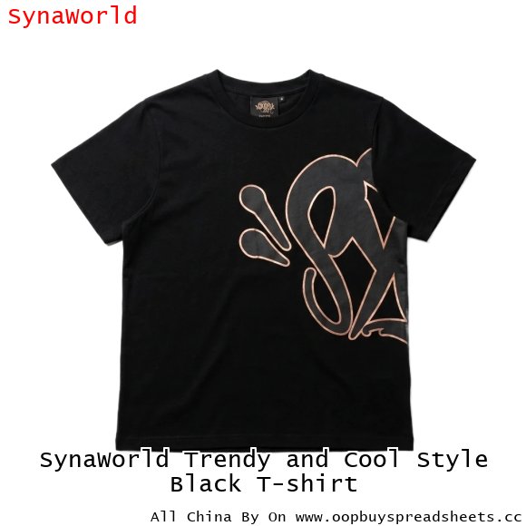 SynaWorld Trendy and Cool Style Black T-shirt