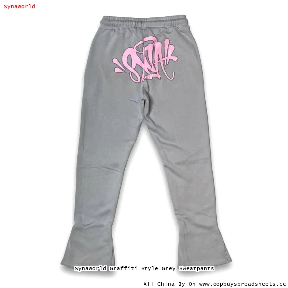 SynaWorld Graffiti Style Grey Sweatpants