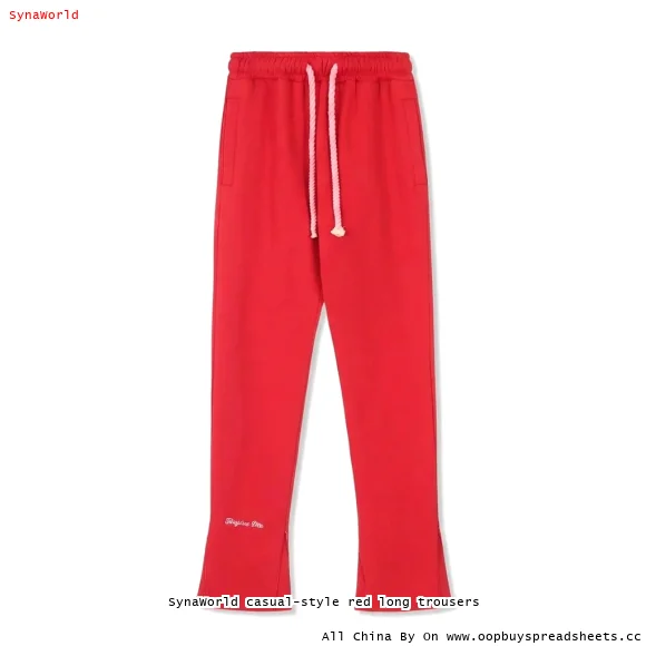 SynaWorld casual-style red long trousers