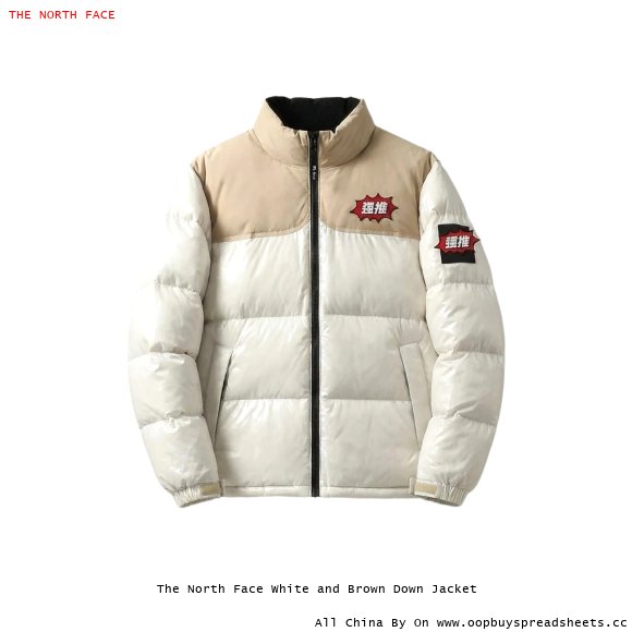 The North Face White and Brown Down Jacket