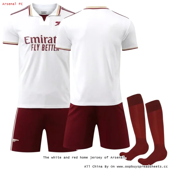 The white and red home jersey of Arsenal.
