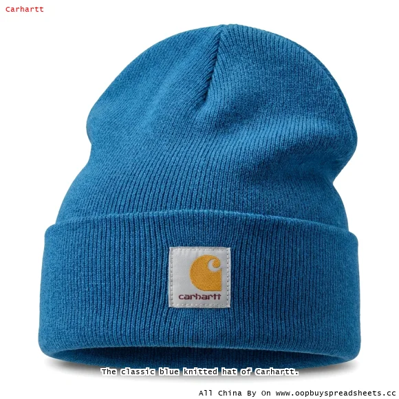 The classic blue knitted hat of Carhartt.