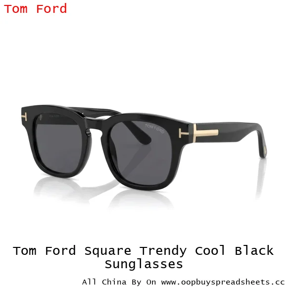 Tom Ford Square Trendy Cool Black Sunglasses