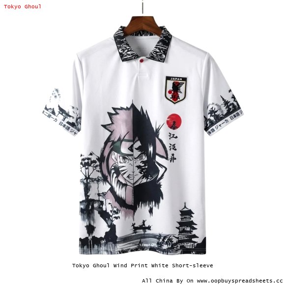 Tokyo Ghoul Wind Print White Short-sleeve