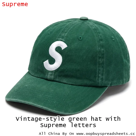 Vintage-style green hat with Supreme letters
