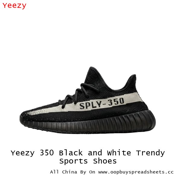 Yeezy 350 Black and White Trendy Sports Shoes