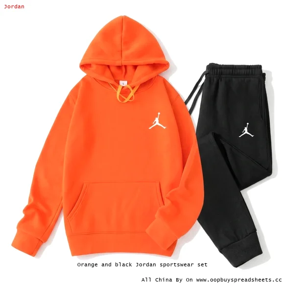 Orange and black Jordan sportswear set