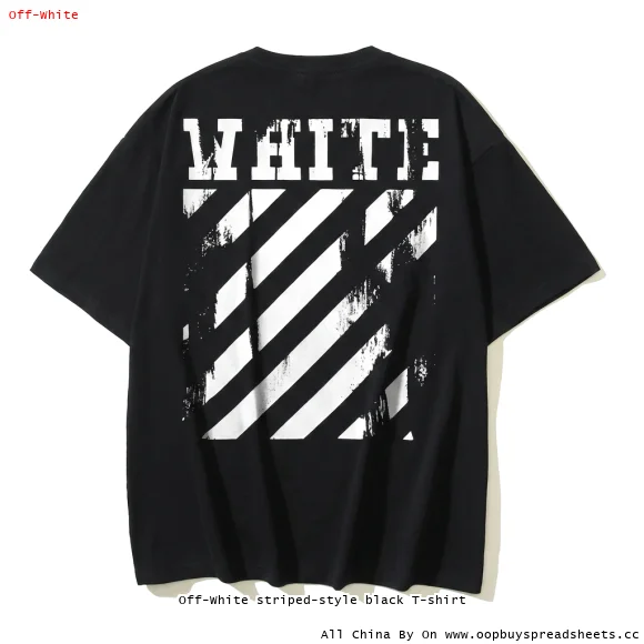 Off-White striped-style black T-shirt