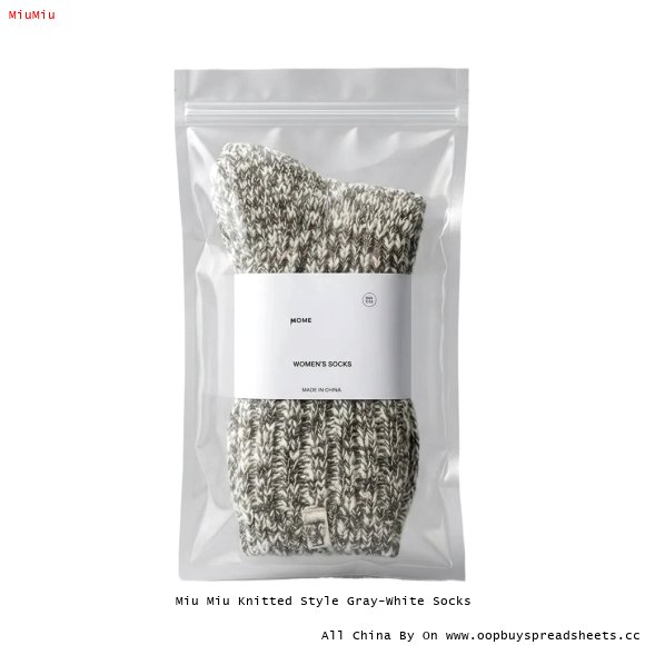 Miu Miu Knitted Style Gray-White Socks