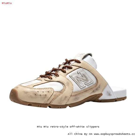 Miu Miu retro-style off-white slippers